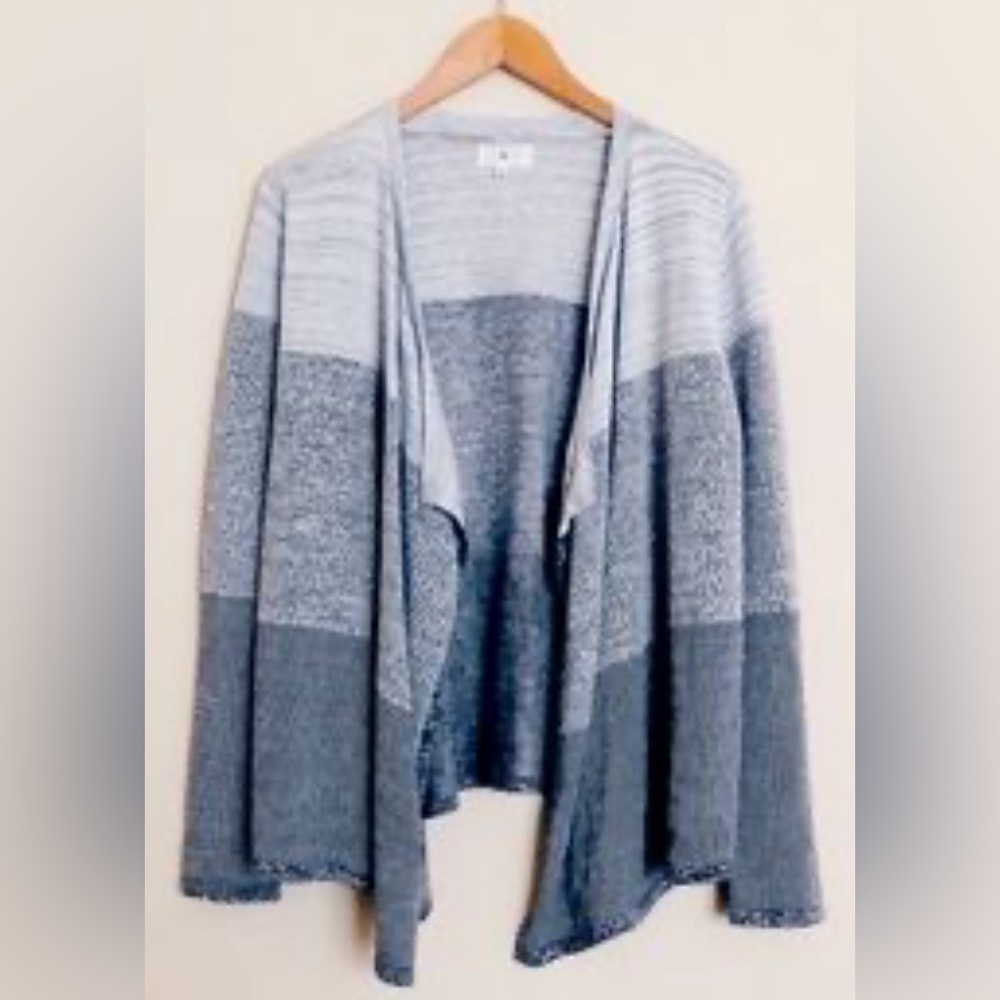 Loft Lou & Grey Open Front Color Block Cardigan Sweater.  Sz Small